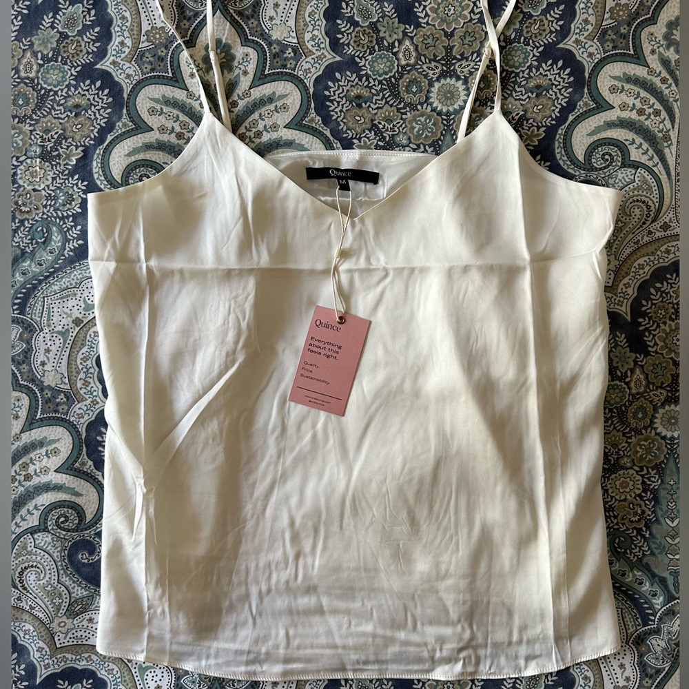 Quince washable stretch silk v-neck camisole